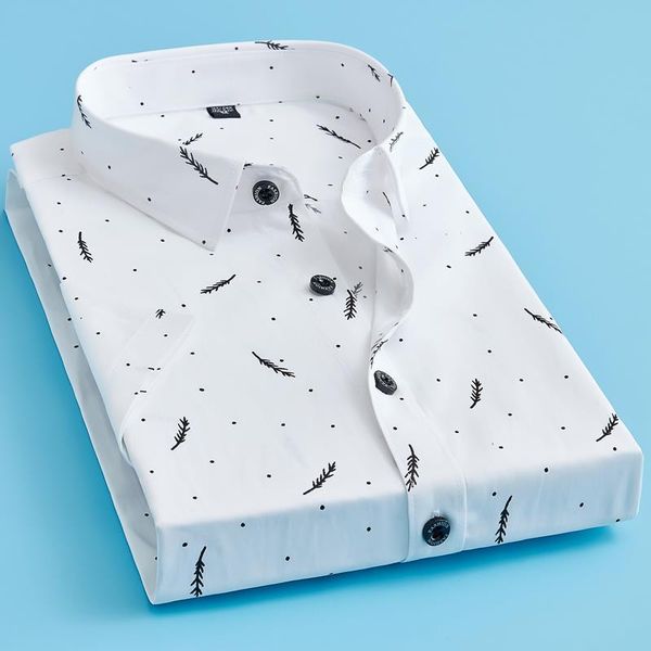 

menssummer print business повседневная рубашка с коротким рукавом высокое качество хлопок комфортная рубашка размер 5xl, White;black