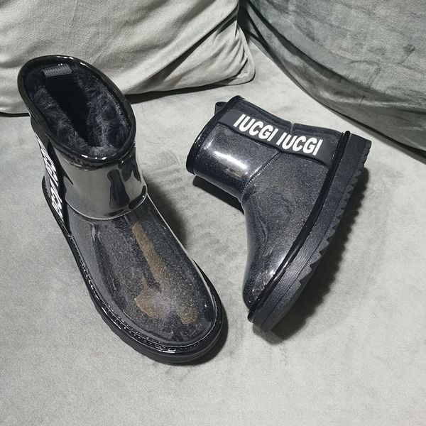 

ztvh winter snow boots women's short boot 2020 lady outdoor climbing shoes ankle hiking warm fur strappy jelly color botas waterproof, Black