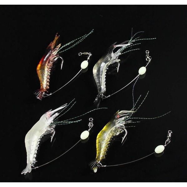 

new style 8pcs/lot soft lure luminous shrimp lure hook artificial sabiki shrimp bait with long stainless bbyywr bdepack2001