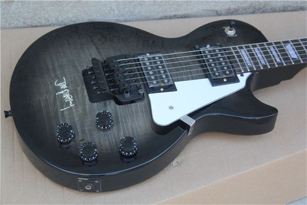 

custom electric guitar. black color tiger flame guitarra. ebony fingerboard,gold hardware guitar