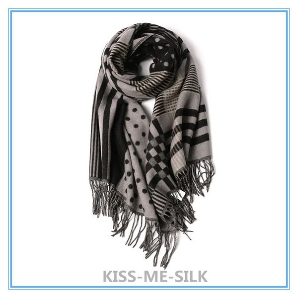 

scarves kms wool thick warm jacquard printing scarf shawl autumn and winter for girl lady women 65*200cm/334g, Blue;gray