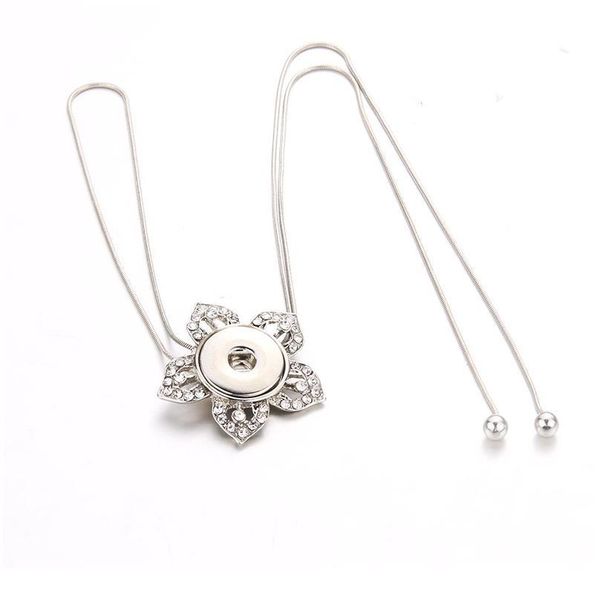 

rhinestone flower snap button necklace snap jewelry snap buttons christmas pendant necklaces button charm jewelry fit 1 bbyonq, Silver
