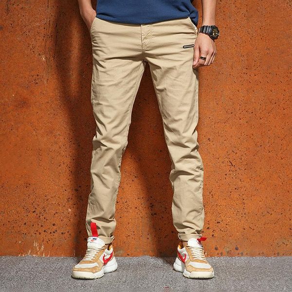 

men's pants casual cotton spring autumn loose style straight leg trousers man korean streetwear cargo, Black