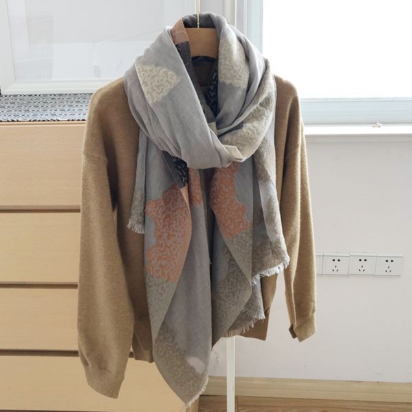 

cotton leprosy scarf for women autumn and winter, Blue;gray