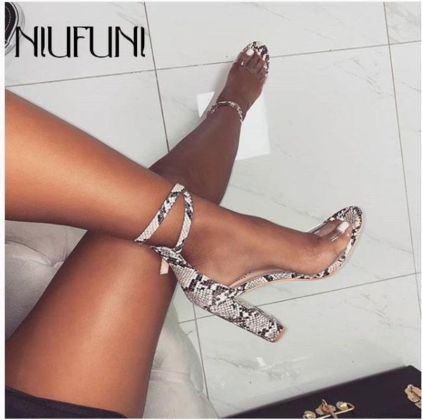 

snake pattern transparent women's sandals 2021 new thick high heels roman shoes fluorescent belt buckle ladies shoes, Black