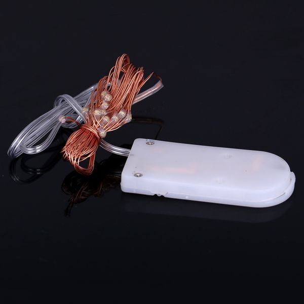 

lights 10pcs/lot button micro cr2032 battery fairy operated 2m 20 leds copper led string light for xmas wedding decorati