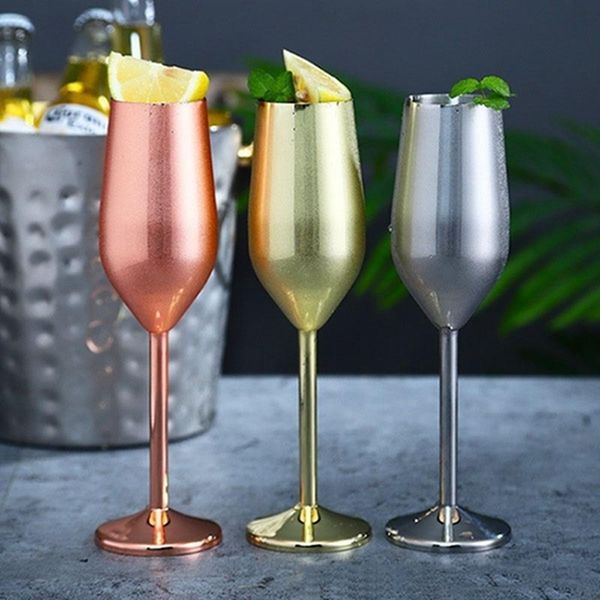 

stainless steel goblet champagne 220ml/7oz 500ml/16oz silver/gold/rose gold wine glasses iia506