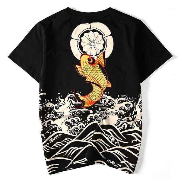 

summer japanese style burst rotten bronzing big splash tattoo print short sleeve t-shirt cotton fitness t shirt us size xs-xl1, White;black