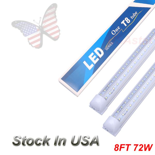 

led shop light,4ft,integrated t8 led tube light fixture,4 row 72w 7200lm,6000k-6500k white,plug and play,linkable,v shape,25 pack