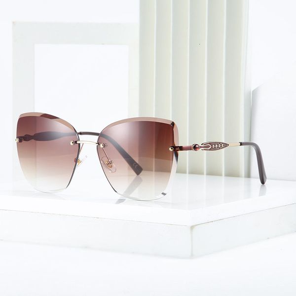 

2021 new vintage rimless sunglasses women luxury diamond cutting sun glasses for men outdoor club uv400 shades oculos gafas 55041df, White;black