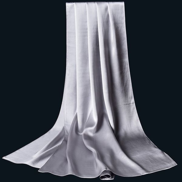 

100% real female luxury 2021 natural hangzhou shawl, wrapping for solid ladies foulard femme silk neckerchief scarf bzl8, Blue;gray