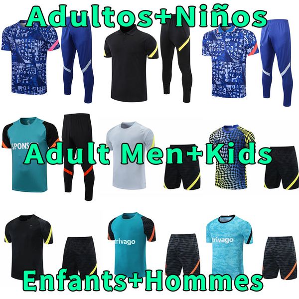 

thailand lukaku 21 22 chel soccer jerseys mount werner havertz chilwell ziyech 2021 2022 pulisic short sleeve polo training suit set tracksu, Black
