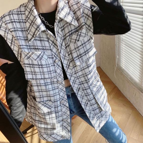 

small fragrant waistcoat jacket summer thin 100 thick plaid horse clip temperament lady sleeveless jacket1, Black;white