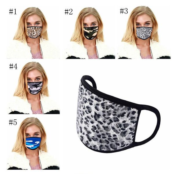 

printing factory leopark washed ice silk respirator filter inserted windproof dustproof masks breathable washable face mouth coverzgy29
