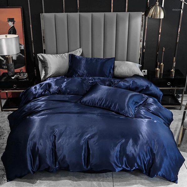 

luxury silky smooth satin bedclothes pillowcase skin-friendly bedding sets cn twin/us  size bed duvet covers set for adults1