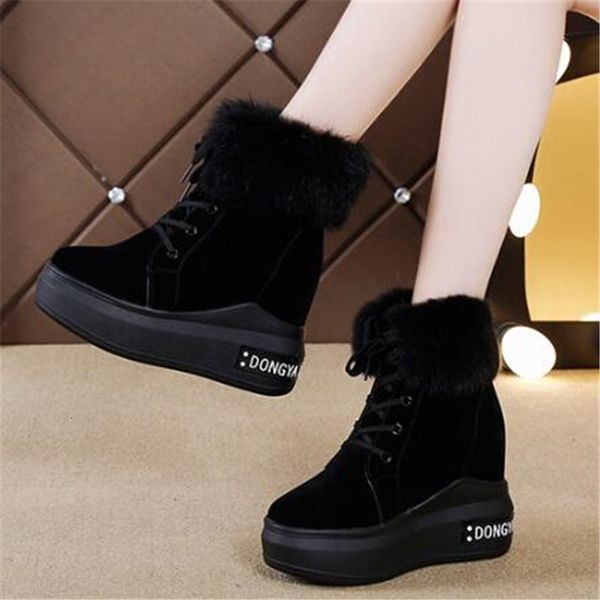 

new winter 2021 women's fashionable snow fashion 10.5cm high-heeled boots woman chunky shoes qjic, Black