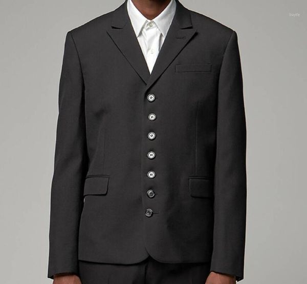 

s-6xl 2019 spring men's new fashion personalized large size customization double-breasted lapel classic suit1, Black;brown