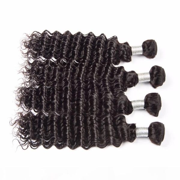 

brazilian virgin hair deep wave bundles with 6x6 lace closure 4 pieces lot human hair extensions with 6*6 closure middle three part, Black;brown