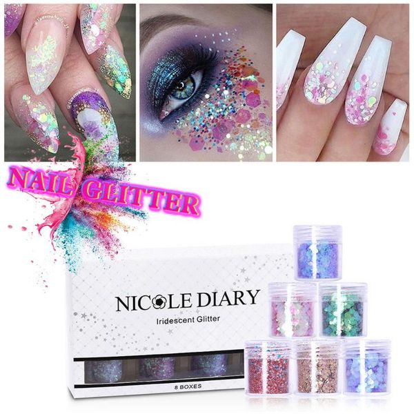 

popular 8 box mixed diamonds dazzling tips nail sticker sequins colorful nail art decoration accessories#g, Silver;gold