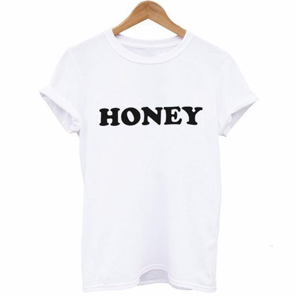

honey letter print t-shirt ladies harajuku graphic t-shirt short sleeve summer ladies t-shirt camisetas mujer, White