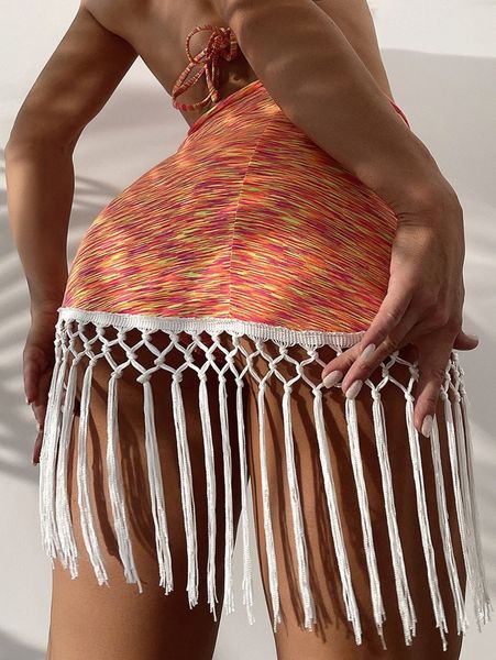 

space dye fringe cover up a203#, White;black