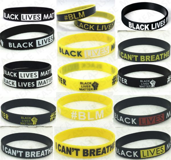 

wristband matter print black lives i can't letters breathe silicone bracelet wristbands rubber bangles bracelets sports party decors d7