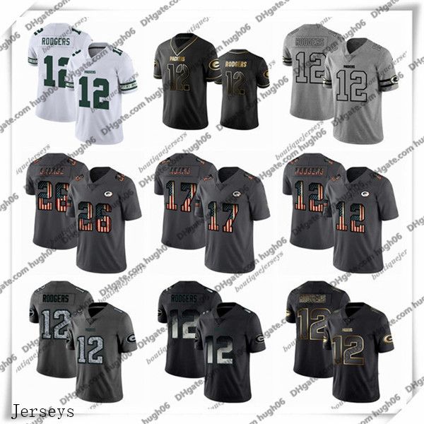 

green bay packers 55 za'darius smith 12 aaron rodgers 17 davante adams 26 darnell savage jr. football jerseys, Black;red
