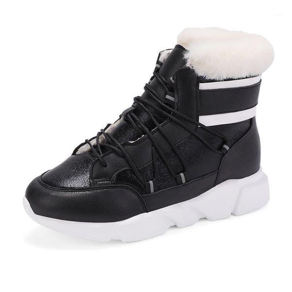 

boots aphixta platform shoes winter snow women ankle narrow band lace-up silver sequined cloth waterproof boot1, Black