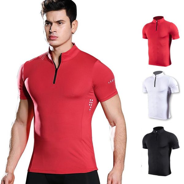

running jerseys breathable shirts men tees quick dry short sleeve gym fitness t shirt reflective sportswear, Black;blue