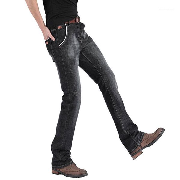 

jeans regular men trousers flared black vintage casual mens fashion1, Blue