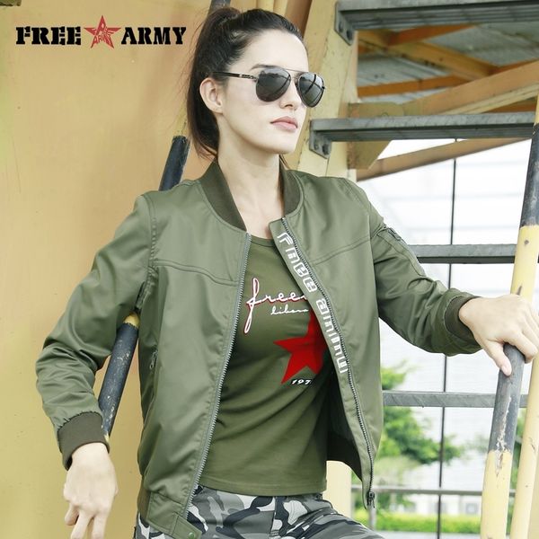 

rmy fashion casual women jacket coat light weight women's jackets camouflage ladies clothing style jacket bomber fall 201017, Black;brown