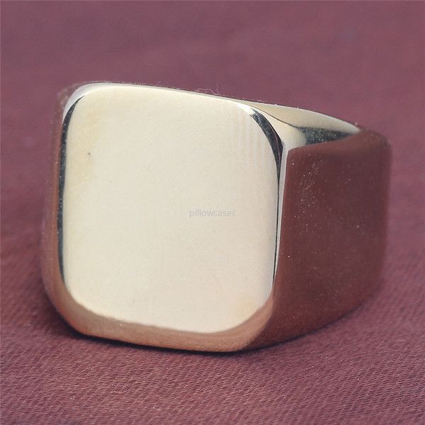 

stainless steel square blank ring motorcycle band ring black gold championship rings men rings hip hop fashion jewelry will and sandy gift, Silver