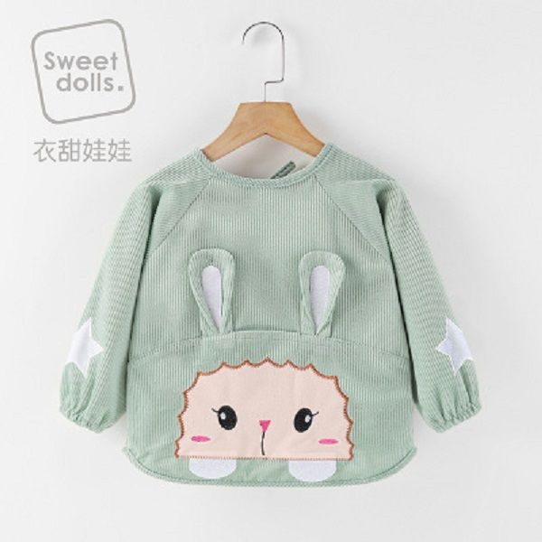 

baby eating gown crystal velvet autumn and winter waterproof anti-dirty anti-wearing children's apron baby long-sleeved baby protective, Blue