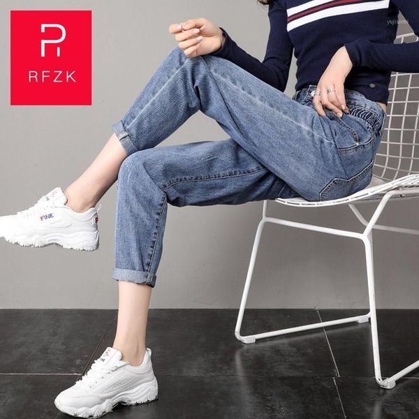 

rfzk jeans women 2020 spring and autumn new new loose harlan radish women's pants women's straight high waist pants1, Blue