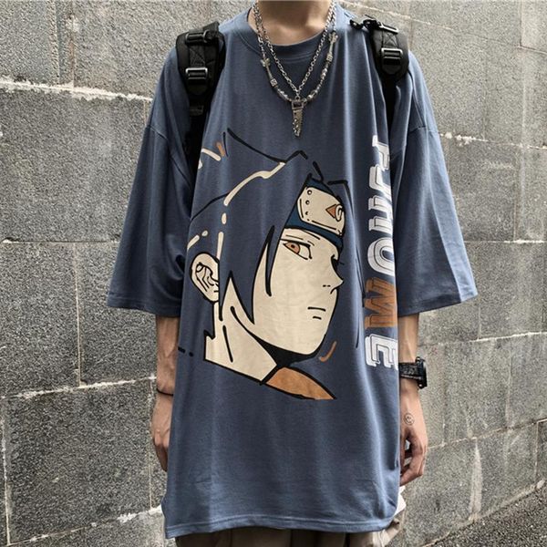 

men women anime naruto print t shirt japanese harajuku tshirt ulzzang korean style streetwear tee clothes sasuke, White;black