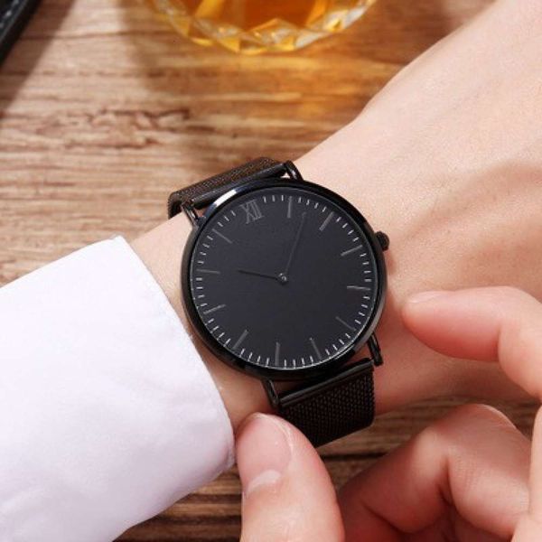 

fashion mesh watch belt trend men's watch, Slivery;brown