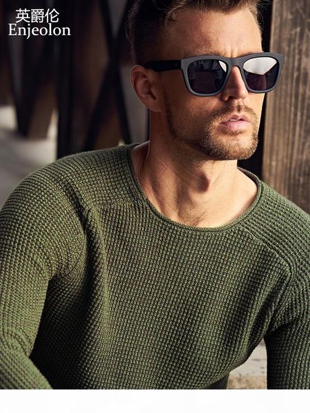 

enjeolon brand winter o neck knitted pullover sweaters men solid sweater men cotton clothing men casual pullover sweater my3216, White;black
