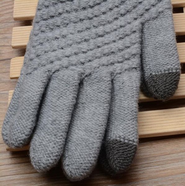 

warm 2020 winter touch screen men gloves women stretch knit mittens imitation wool full finger guantes female crochet luvas thicken dh003