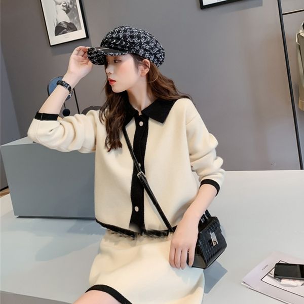

2021 solid color lapel temperament small female tender fragrance new winter single breasted casual amendment of two parts emea, Gray