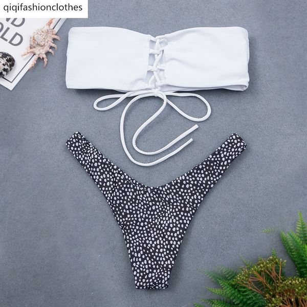 

single bra with matching color triangle bikini swimsuit, White;black