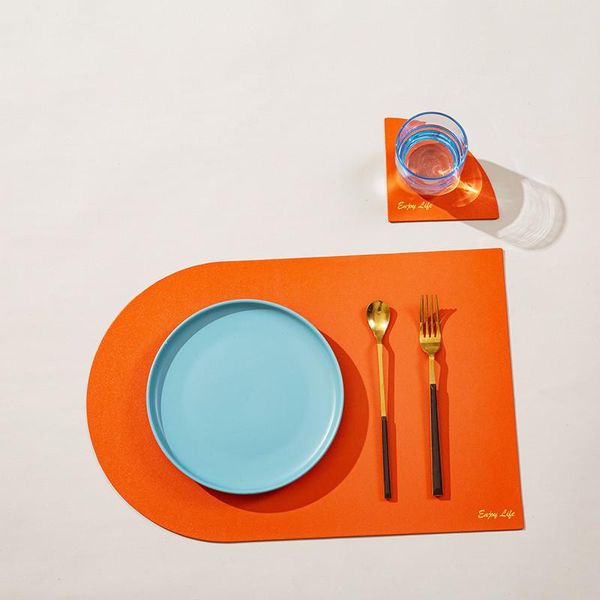 

placemat table mat plate tableware pad set pu leather heat insulation non slip placemats bowl coaster set for dinner kitchen h wmtida