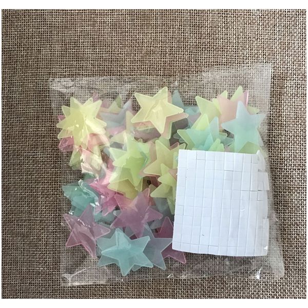 

100pcs bag 3cm glow in the dark toys luminous star stickers bedroom sofa fluorescent painting toy pvc stickers for kids room f wmthxl