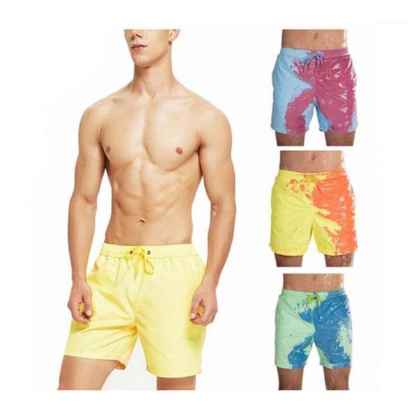 

swimsuit 2020 short homme surf summer shorts discolor beach pants men's plus size quick-drying color changing playa shorts1, White;black
