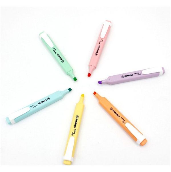 

highlighters pastel markers swan swing 6 colors single text focus marker pens f jllyce mx_home, Black;red