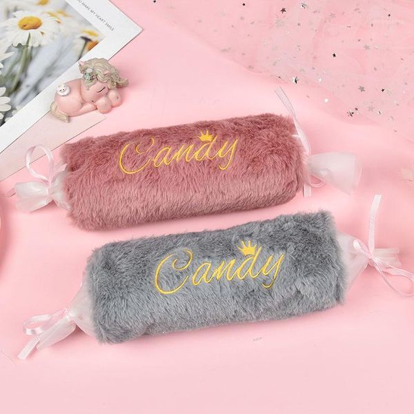 

pencil cases cute gradient plush candy modeling case for girls large capacity embroidery pen bag stationery pouch box school supplies1