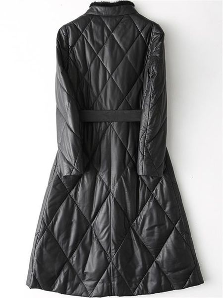 

geniune leather jacket women real sheepskin leather down coats winter mink hair collar chaqueta invierno mujer mf2581, Black