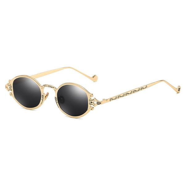 

veshion mens oval sunglasses men 2021 punk style red women sun glasses retro round gold black metal frame uv400, White;black