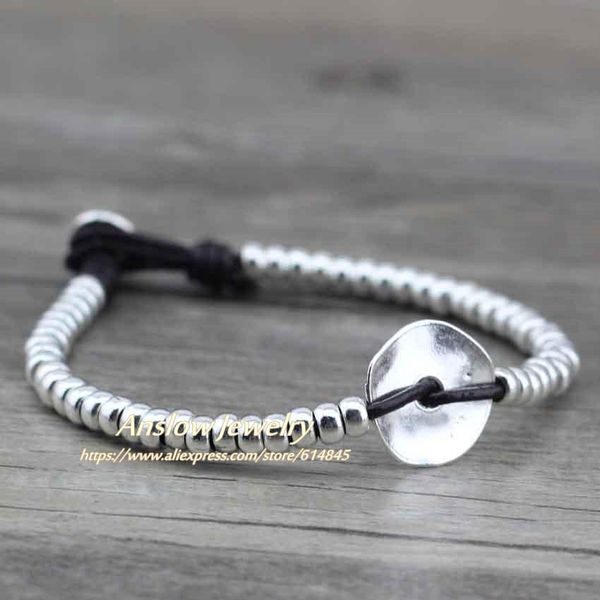 

anslow 2017 новое прибытие мода ювелирные изделия аксессуары для ювелирных изделий 4 цвета мужчины или женщины кожаные браслеты с цинковым с, Golden;silver