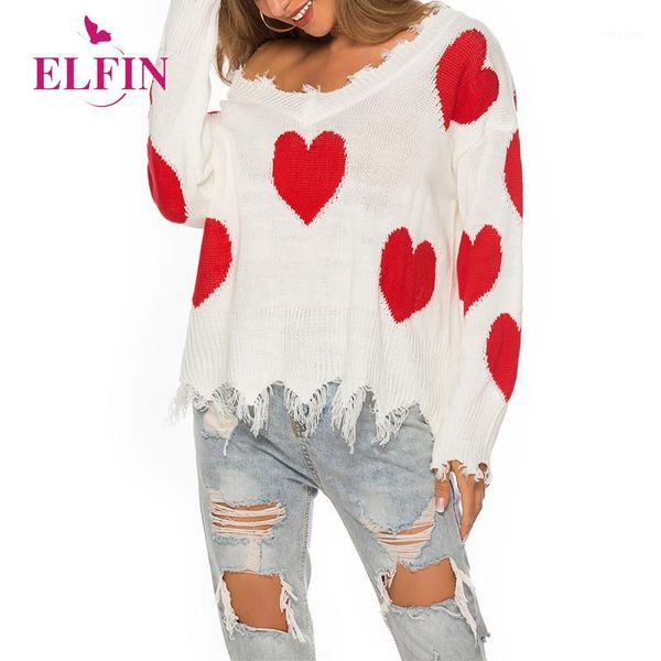 

printed heart knit sweater women long sleeve shirt v neck winter woman pullover knitted harajuku womens clothing sj3396r1, White;black