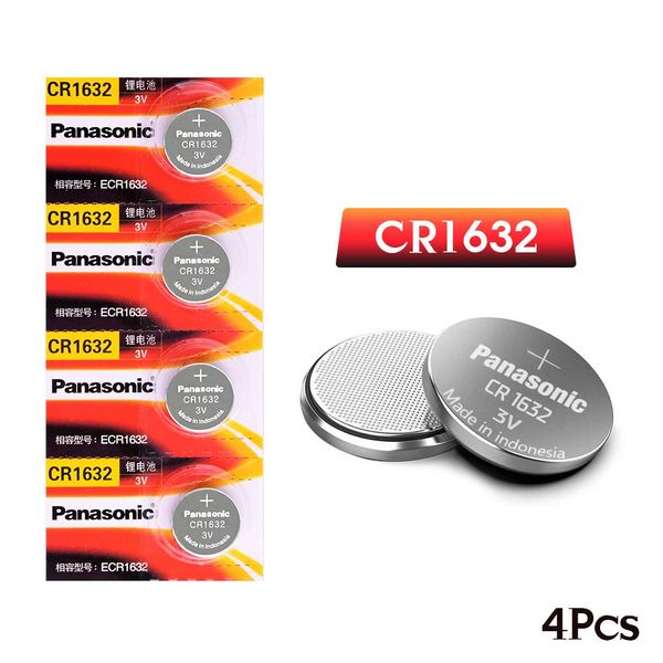 

4 x original brand new battery for panasonic cr1632 3v button cell coin batteries for watch computer cr 1632 suitable watch jlljul, Bronze;slivery